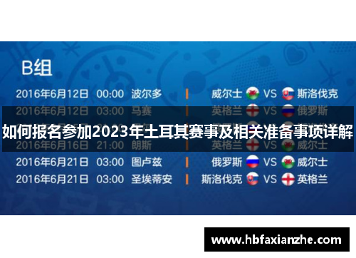 如何报名参加2023年土耳其赛事及相关准备事项详解